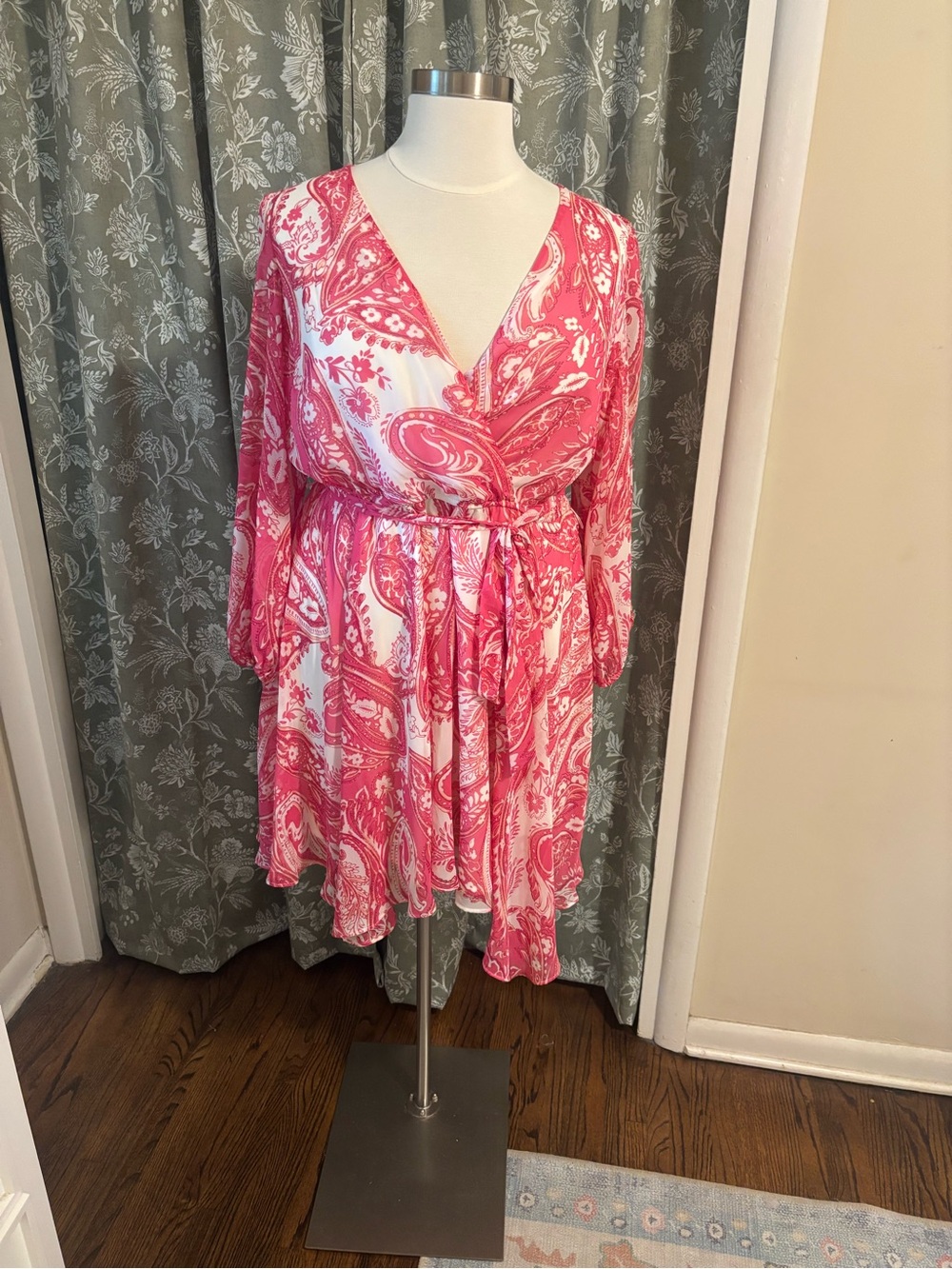 Taylor Pink Paisley Wrap Mini Dress